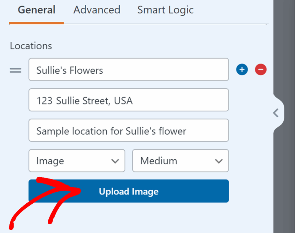 Upload Image option for Map field