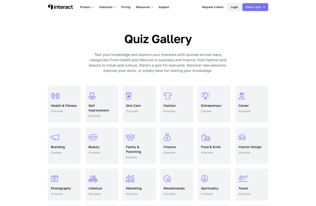 interact quiz templates