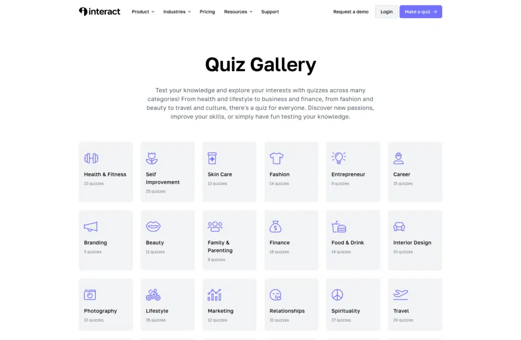 interact quiz templates
