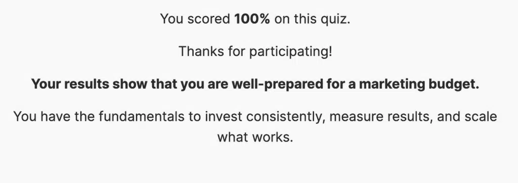 weighted quiz outcome frontend