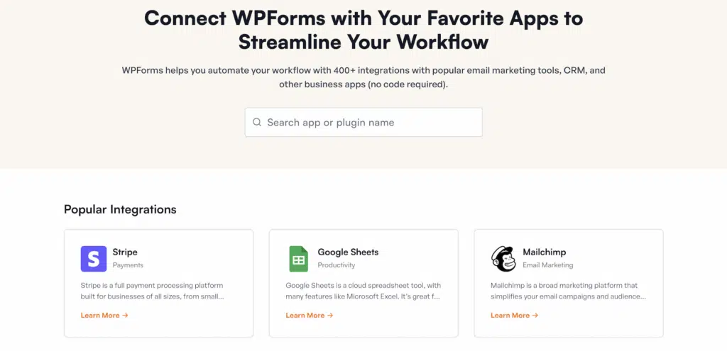 wpforms integrations