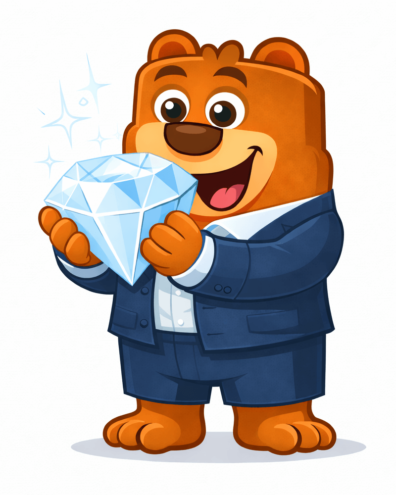 Sullie, el oso, sostiene un gran diamante