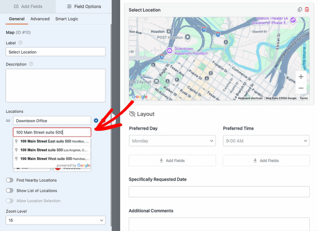 location autocomplete map field