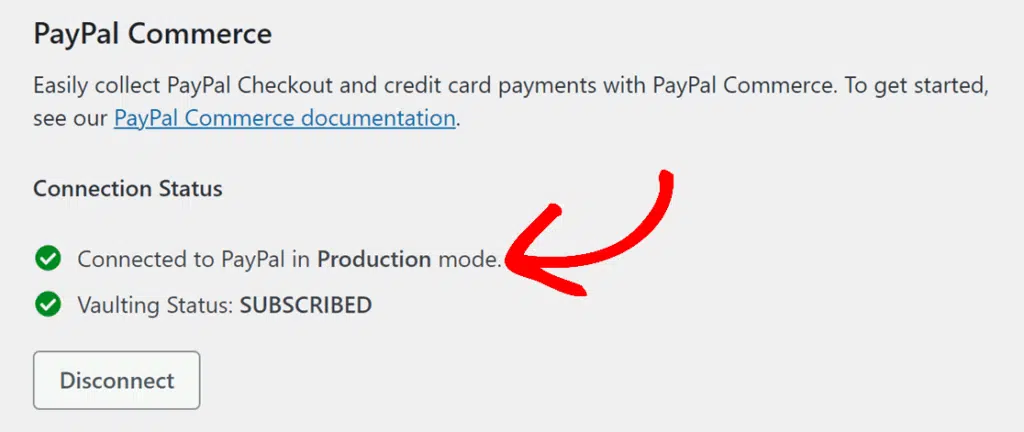 paypal-commerce-connection-status - WPForms PayPal Commerce connection status
