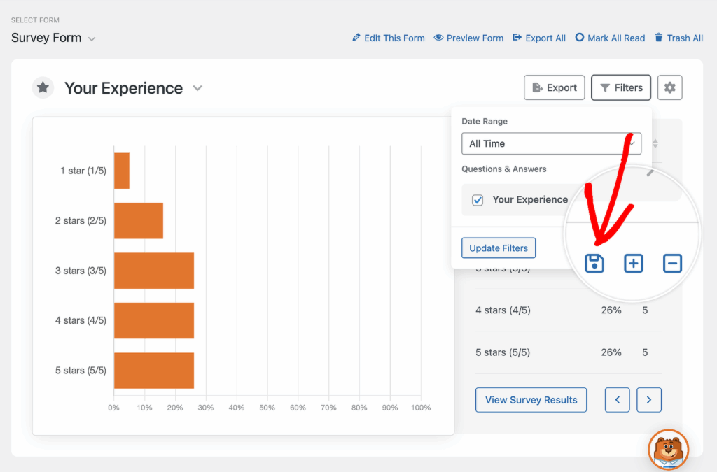 survey polls filters menu