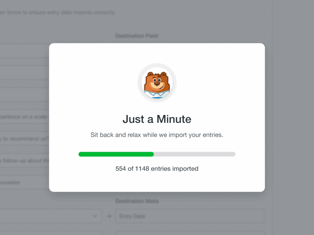 entry importer progress modal