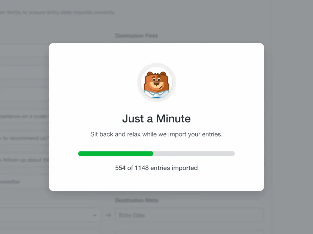 entry importer progress modal