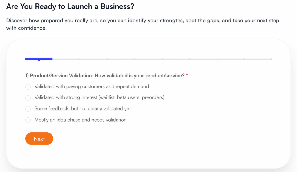 readiness quiz example
