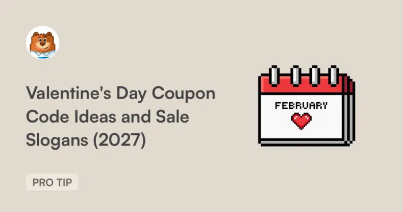 Hero image for an article about Valentine’s Day deals: large title on the left, pixel calendar with a heart labeled February on the right, and a PRO TIP badge on the bottom left.