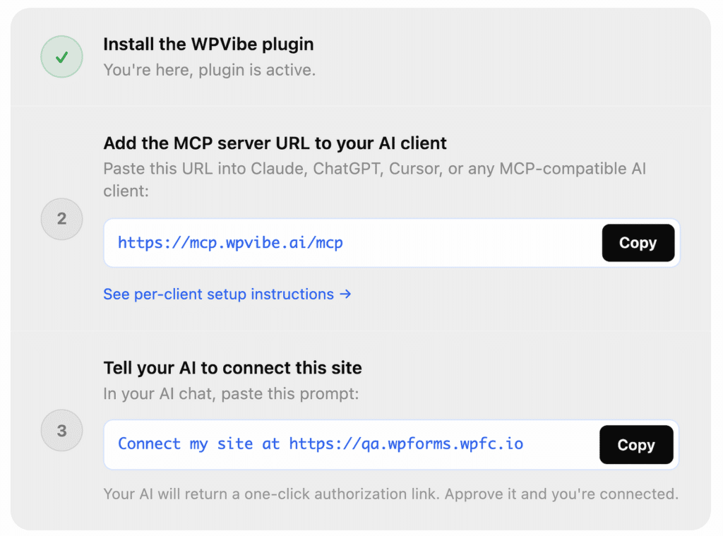 add wpvibe to ai assistant
