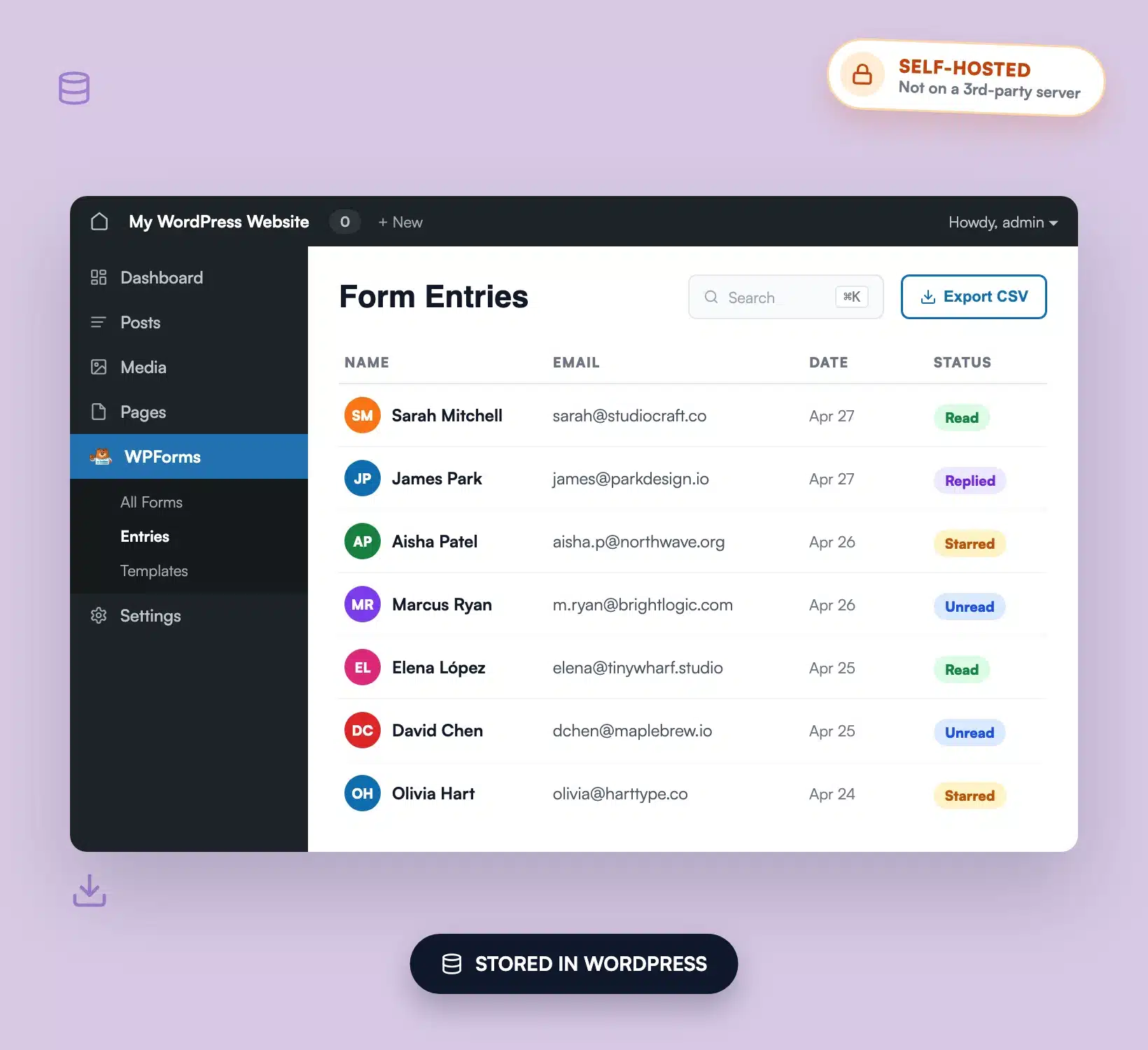Vorteil-Einreichungen-Live-in-WordPress - WPForms WPForms Dashboard zur Verwaltung von Einträgen