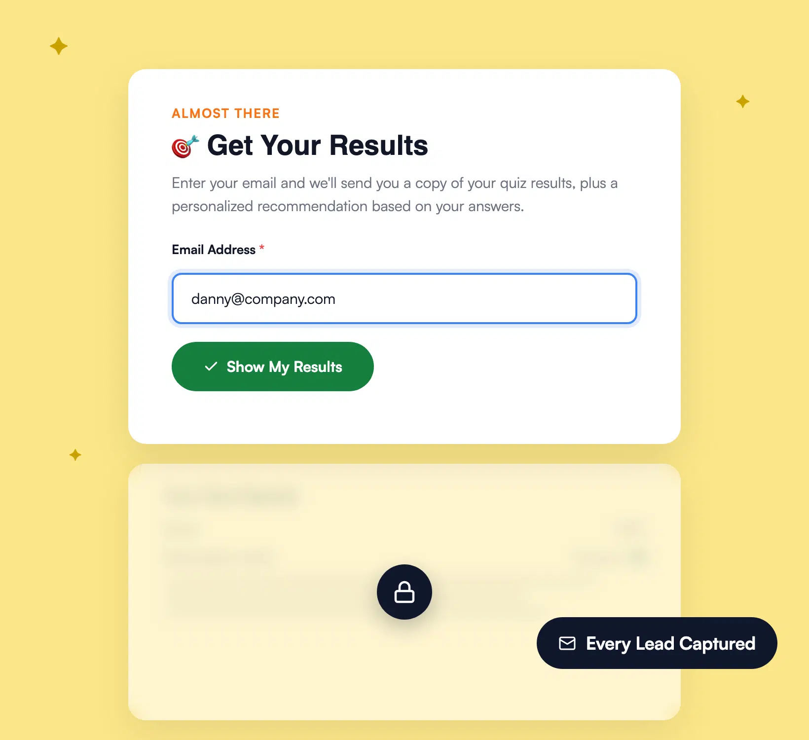 Erforderliches E-Mail-Feld, das vor einem WPForms-Quiz-Ergebnisse-Bildschirm angezeigt wird