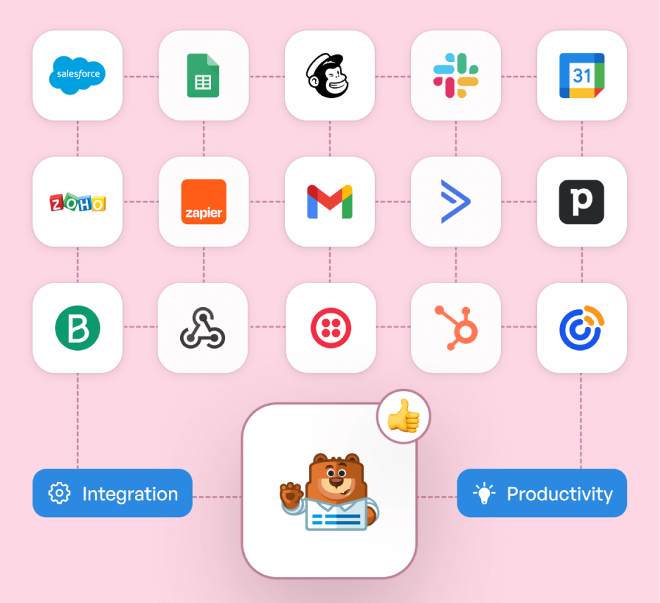 Integrazioni sondaggi WPForms - WPForms Sondaggio WPForms collegato a Google Sheets, HubSpot, Slack e Zapier
