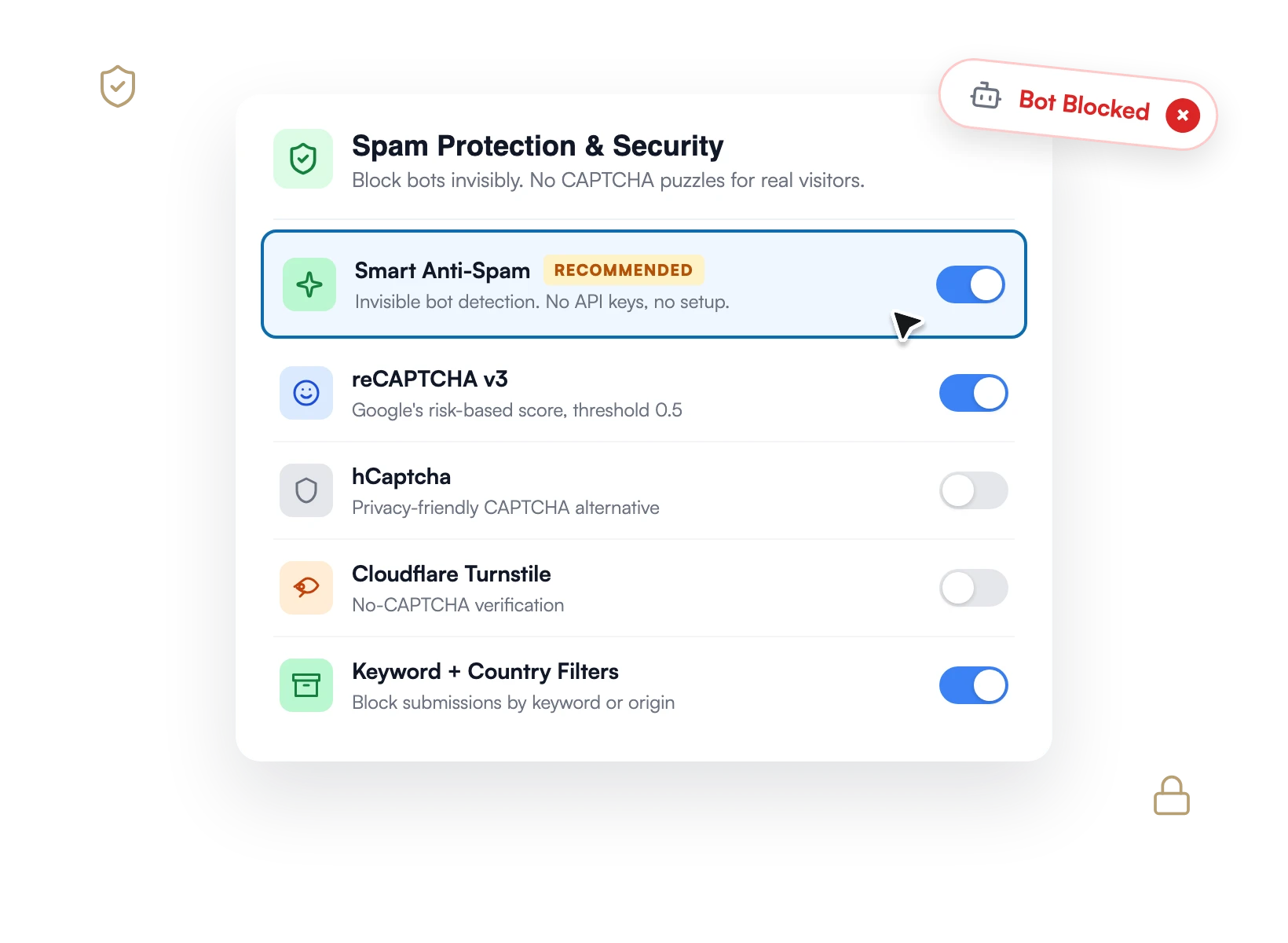 Vergleich-Spam-Schutz - WPForms WPForms Spam-Schutz und Sicherheitseinstellungen