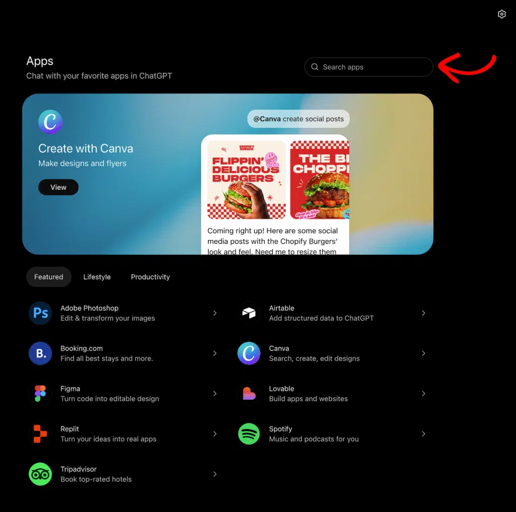 ChatGPTアプリに移動し、wpvibeを検索してください