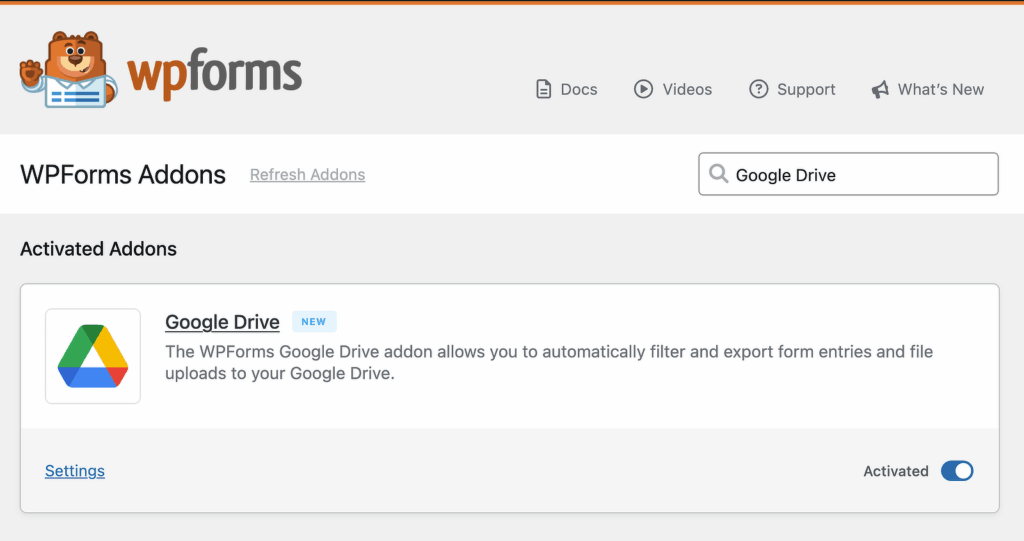 module complémentaire Google Drive
