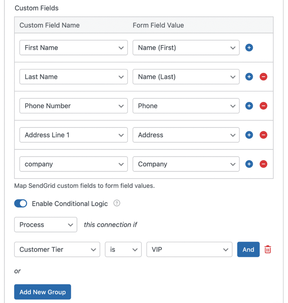 enrutar contactos de sendgrid con lógica condicional
