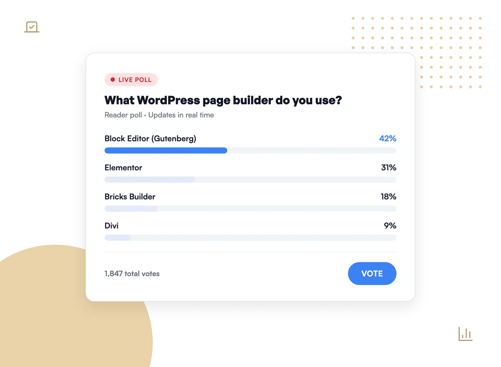 WPForms Live-Umfrage - WPForms Live-WordPress-Umfrage-Widget mit Echtzeit-Prozentergebnissen