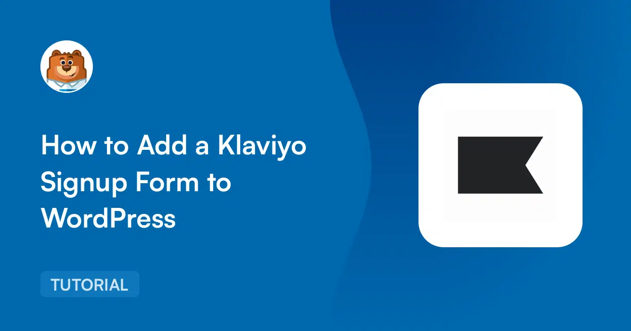 6a475a7e1aacdpng - WPForms Tutorial-Hero-Banner: blaue Seite mit dem Titel „So fügen Sie ein Klaviyo-Anmeldeformular zu WordPress hinzu“ und einem Klaviyo-Symbol rechts.