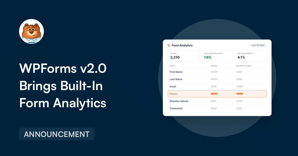 Presentamos WPForms Analytics: Seguimiento del rendimiento de formularios integrado