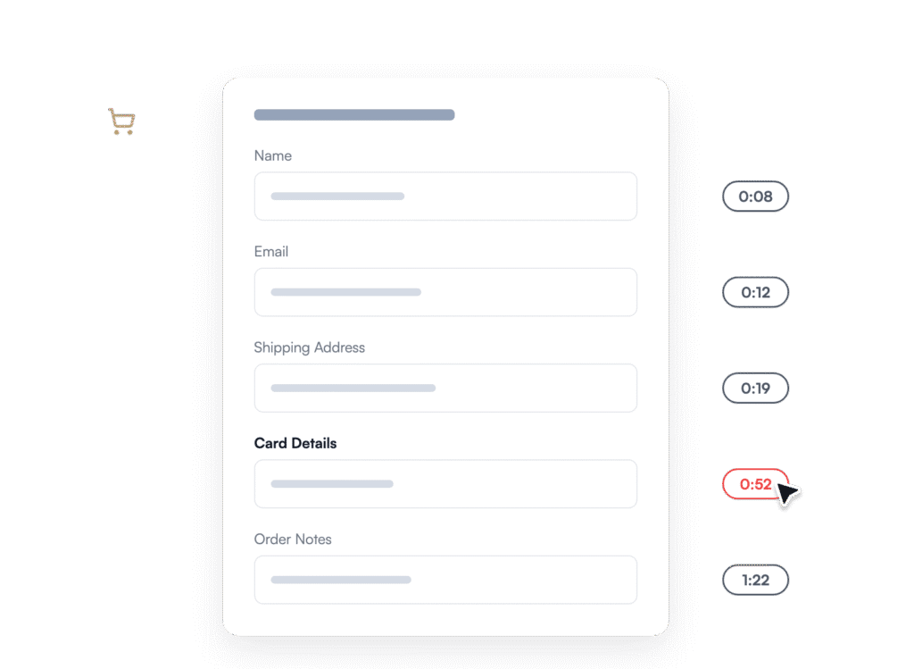 tab3-ecommerce - WPForms Scheda modulo arrotondata bianca su sfondo scuro con campi di input etichettati (Nome, Email, Indirizzo di spedizione, Dettagli carta, Note ordine).