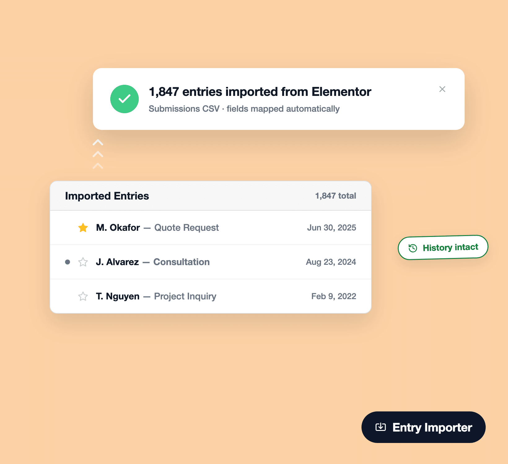 Importing 1,847 entries from an Elementor Submissions CSV export into WPForms
