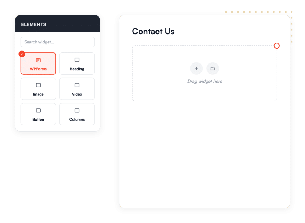 Das WPForms-Widget, gerendert in der Elementor Basic-Seitenleiste