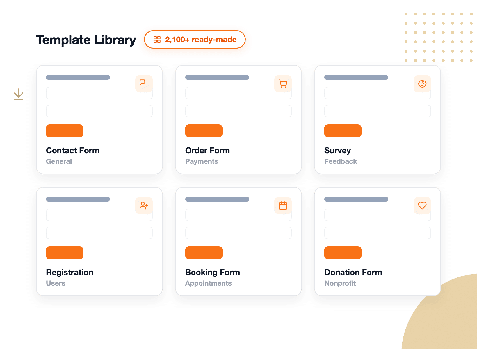 Más de 2100 plantillas de formularios de WPForms en comparación con una biblioteca de más de 40 plantillas