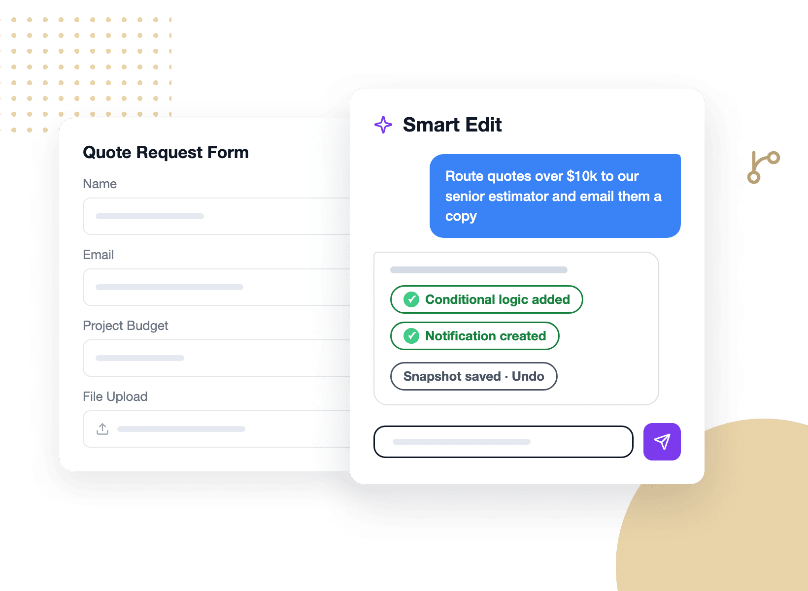 WPForms Smart Edit ajoutant une logique conditionnelle et des notifications à partir d'une demande en langage naturel