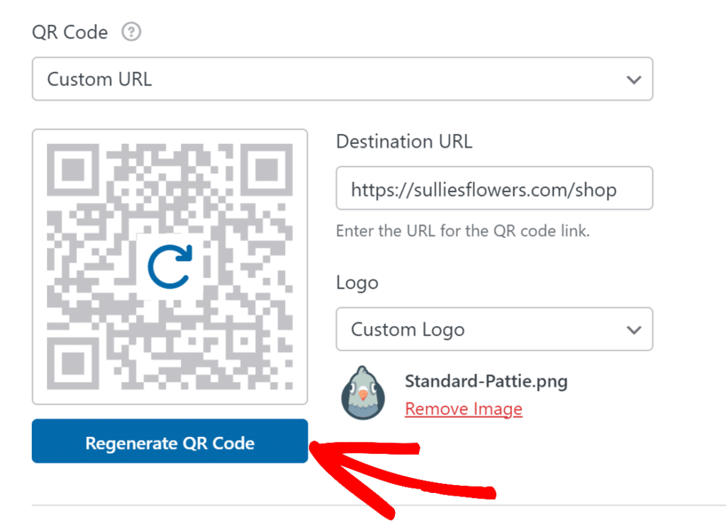 Código QR obsoleto con el botón Regenerar código QR
