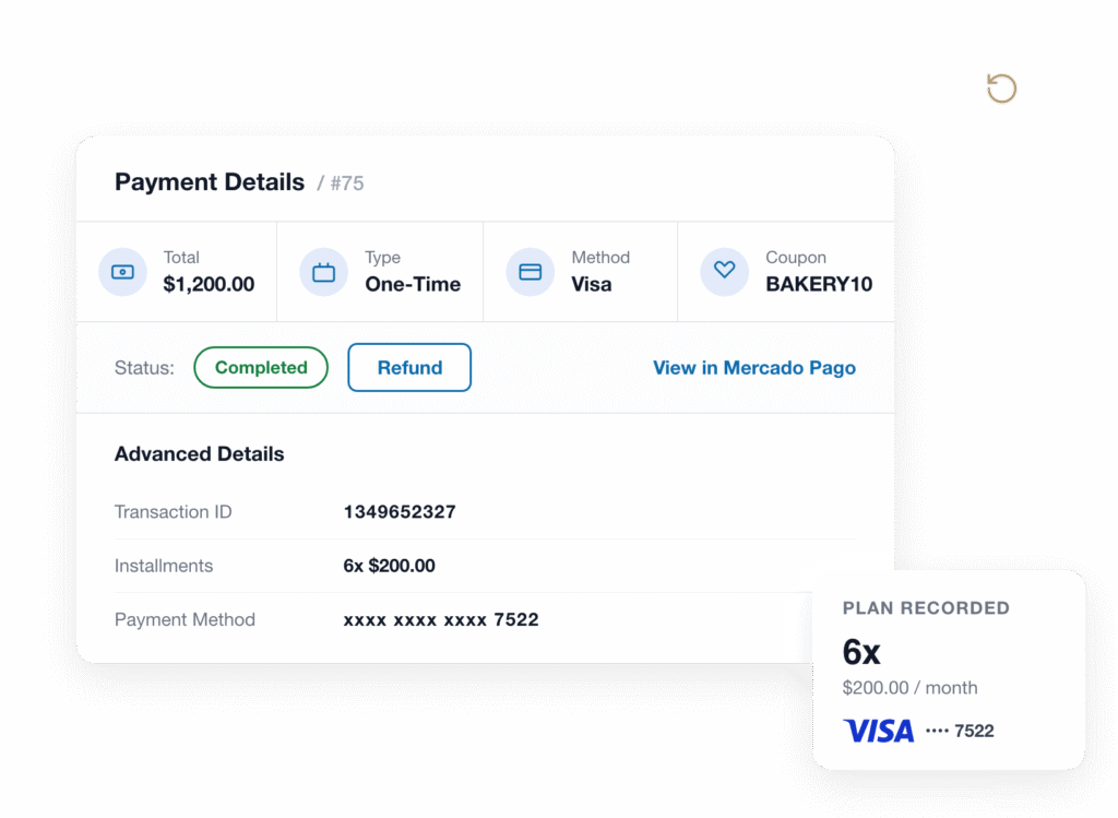 tab4-payments-dashboard - WPForms Mobile payment details screen showing total alt=