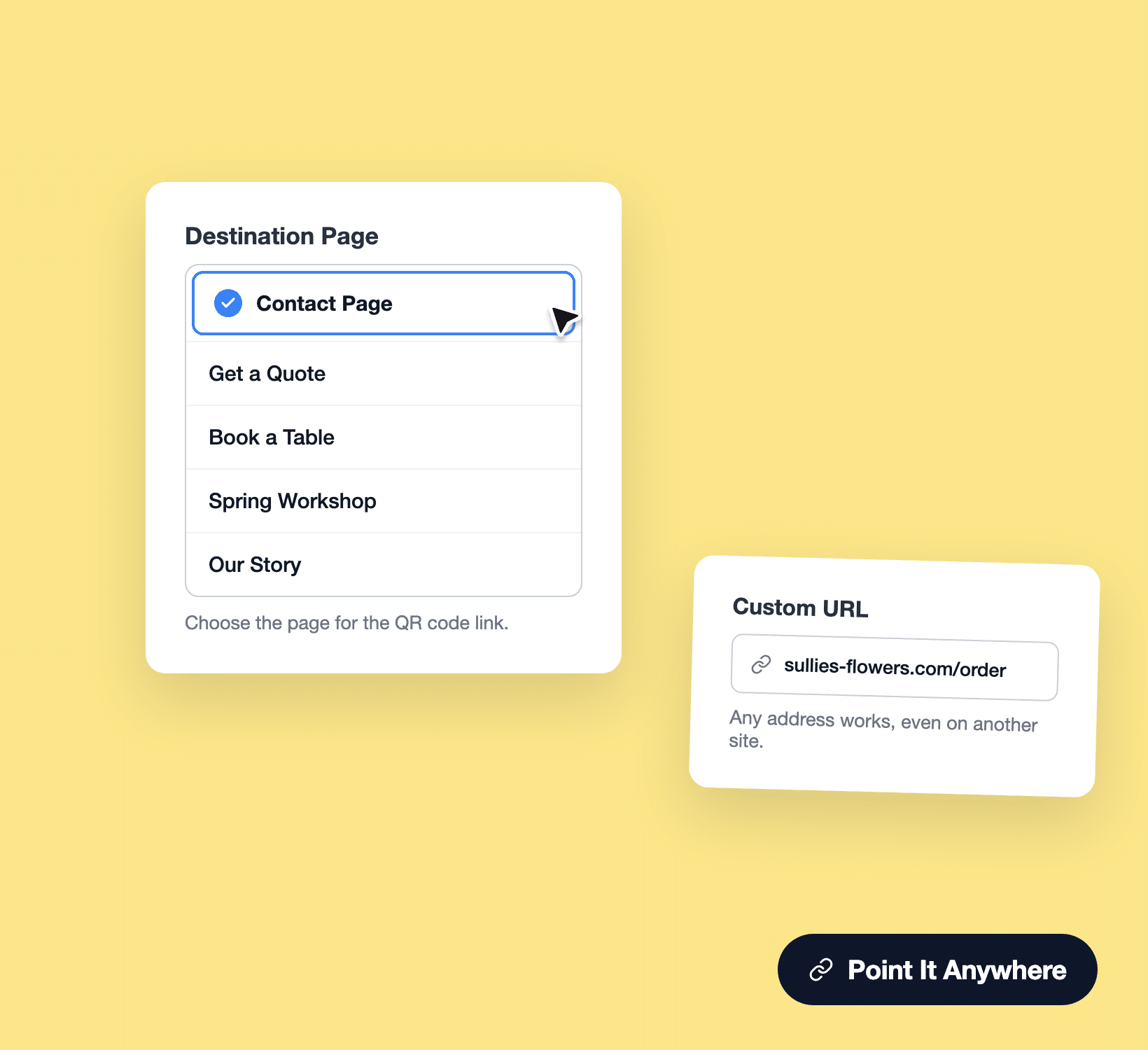 Choosing a page or custom URL destination for a WordPress form QR code