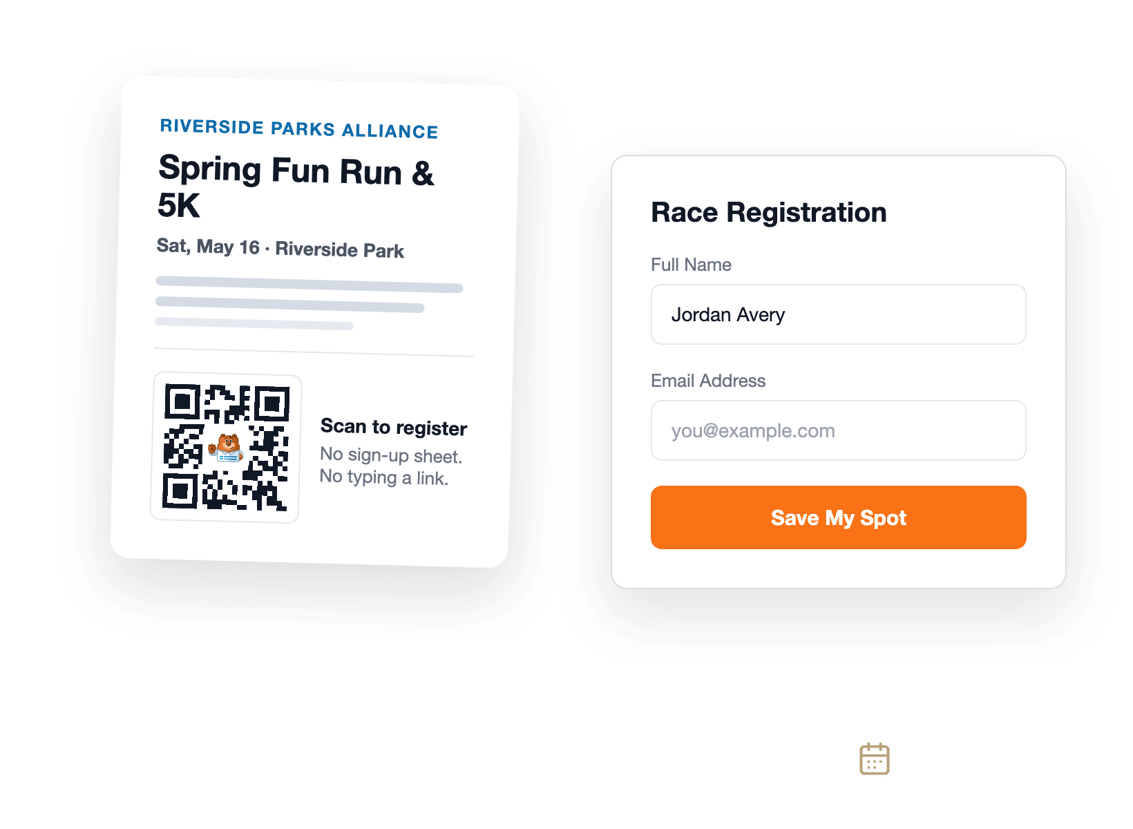 Event flyer QR code opening a WordPress registration form