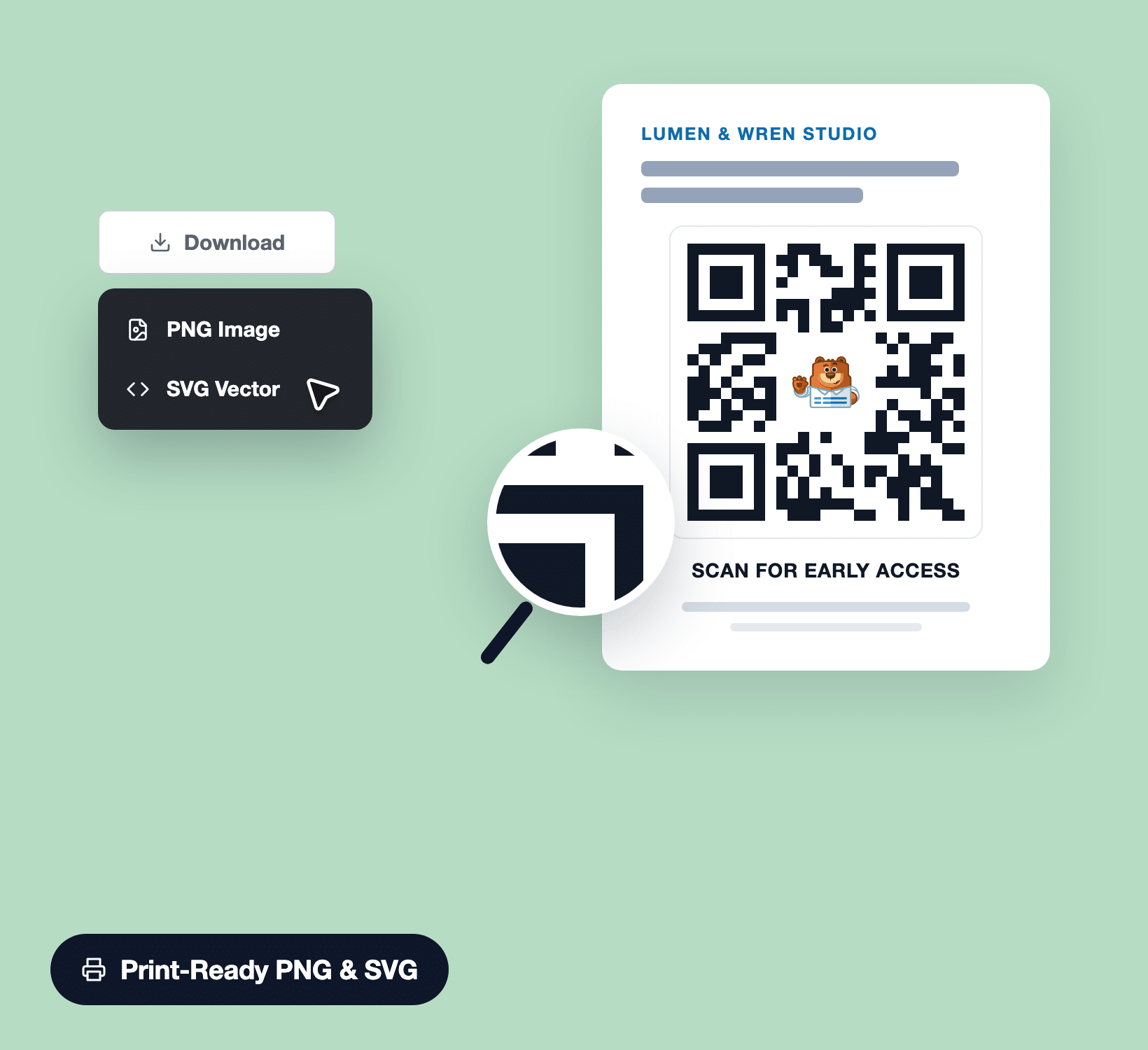 Downloading a QR code as PNG or print-ready SVG in WPForms
