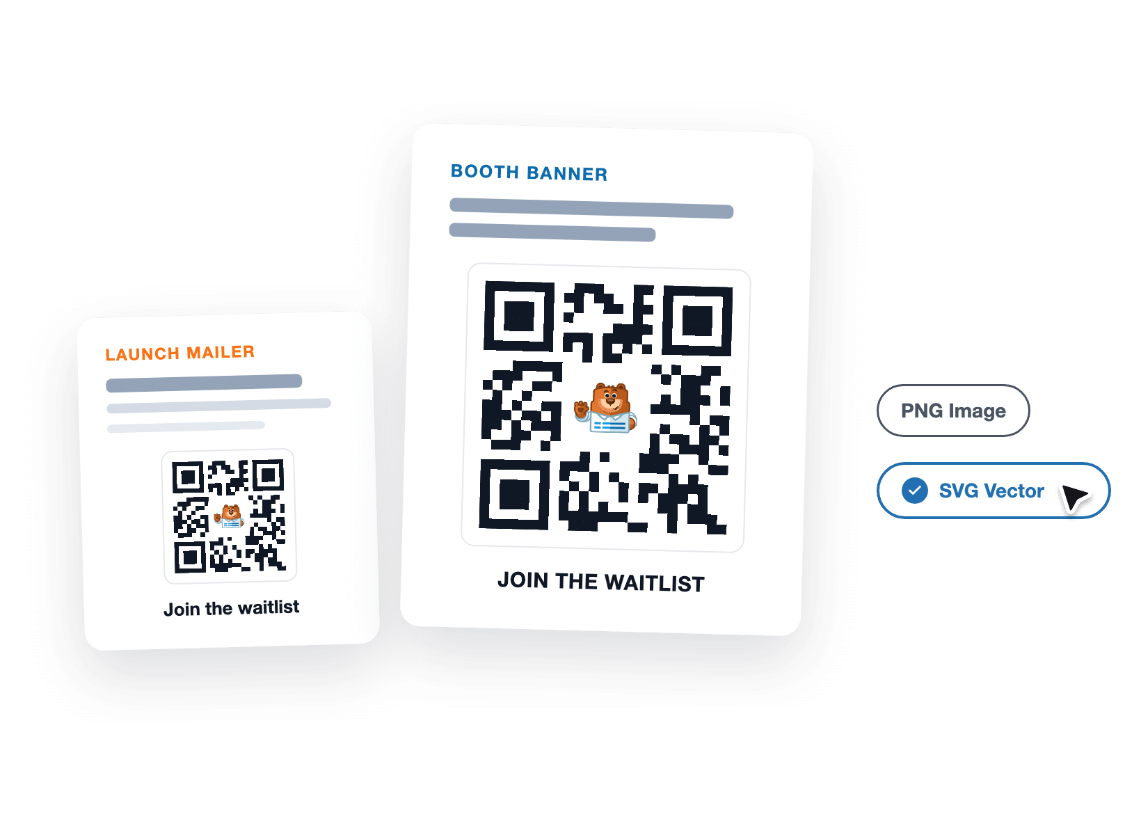 Marketer scaling a print-ready SVG QR code onto a poster