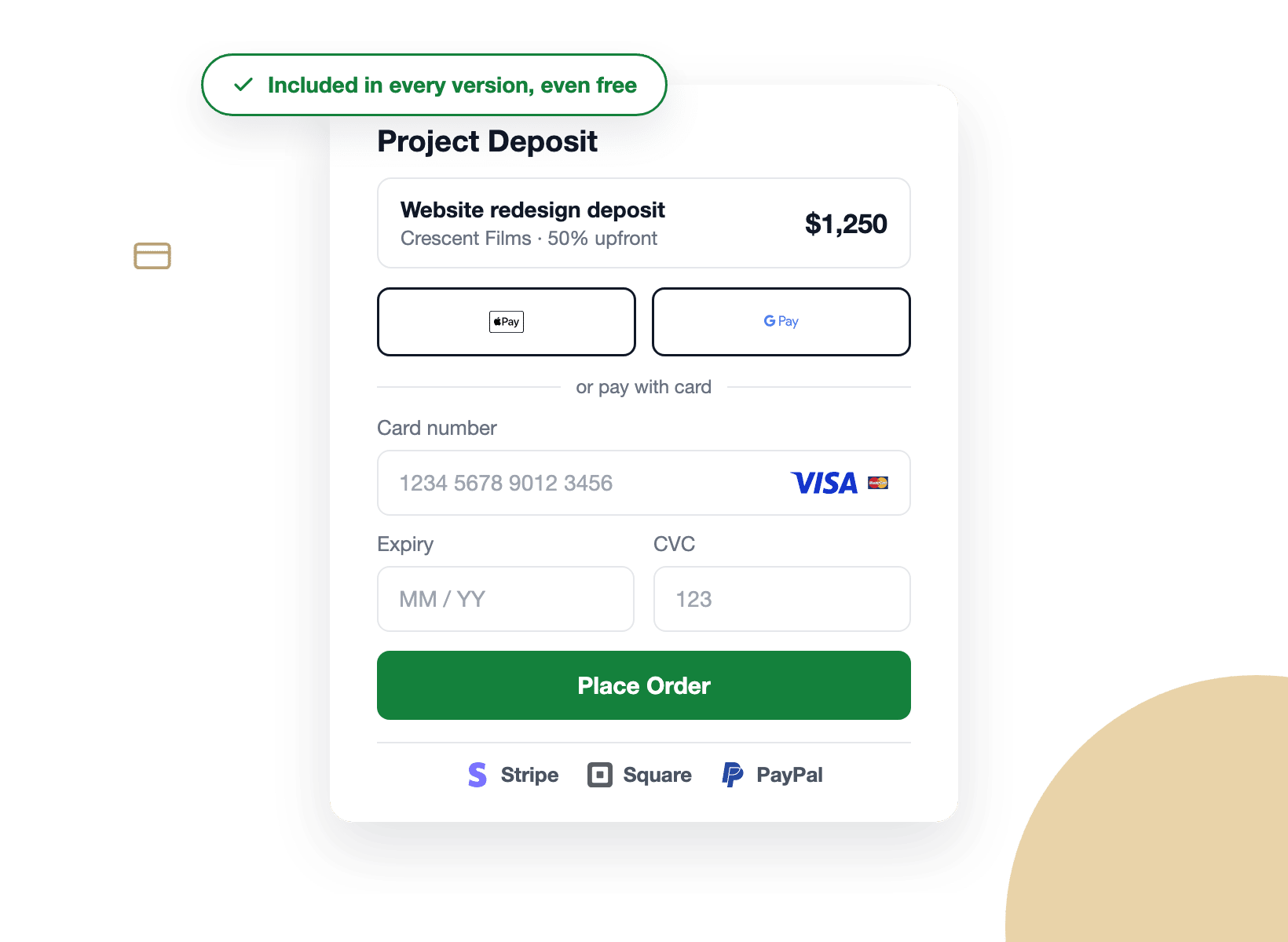 Formulário de pagamento WPForms com Stripe, Square, PayPal, Apple Pay e Google Pay incluídos