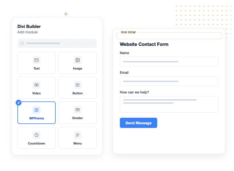 divi-tab-1-contact-form - WPForms Formulário de contacto Divi construído com WPForms renderizado dentro de uma secção Divi