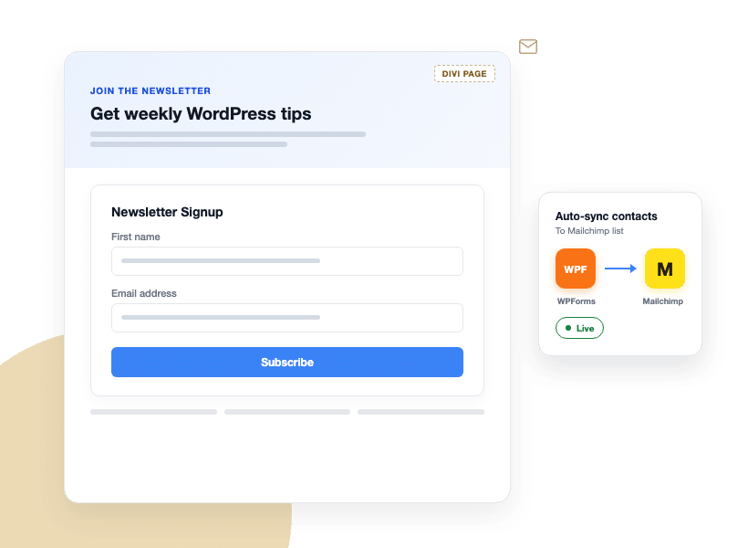 Módulo de formulário de inscrição WPForms dentro do Divi Builder