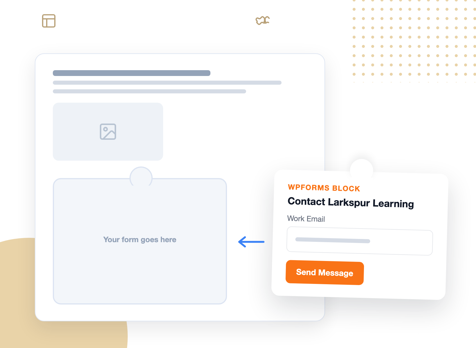 The formester alternative for WordPress showing a form block snapping into a page like a puzzle piece