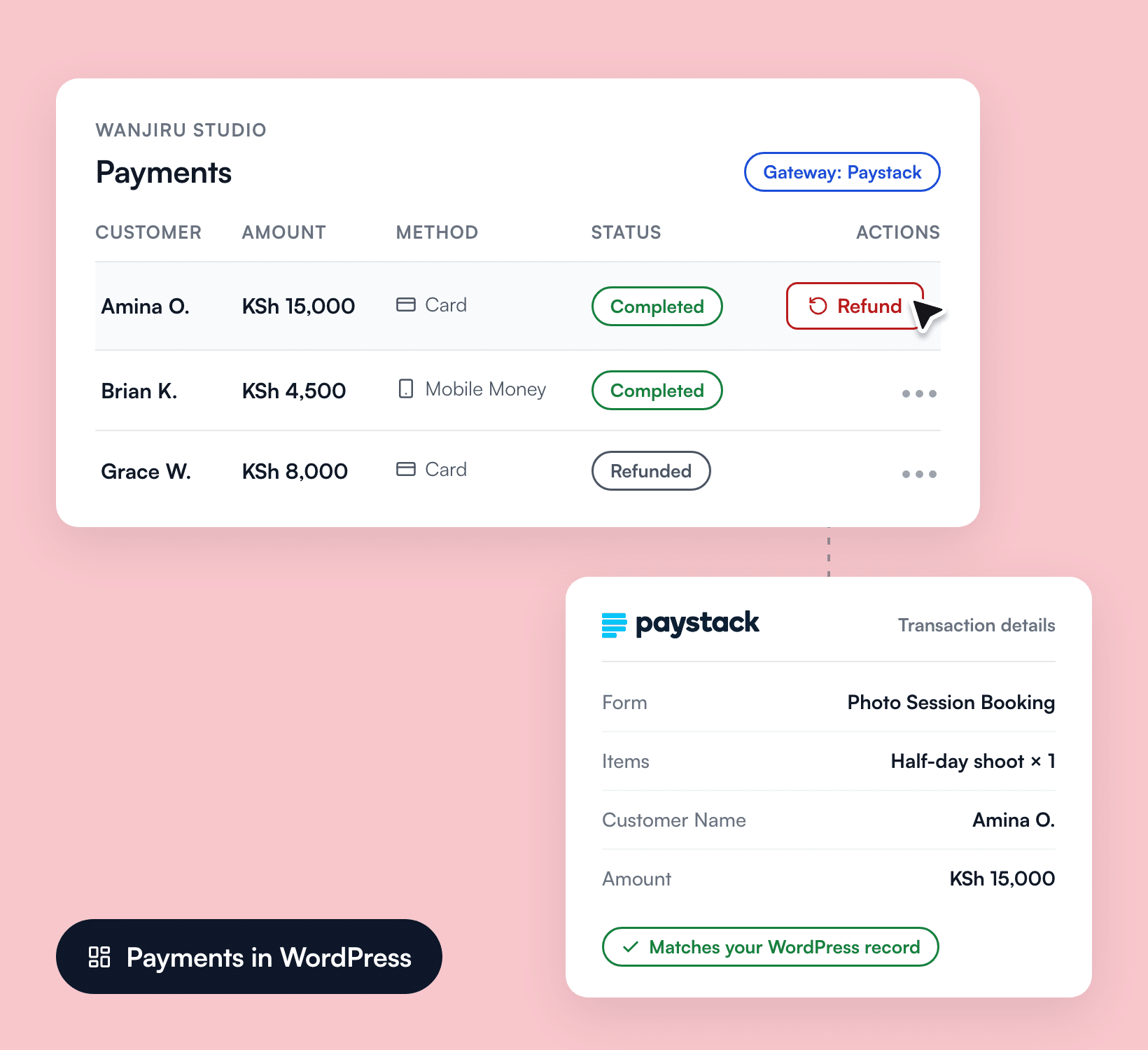 Viewing and refunding Paystack payments in WordPress