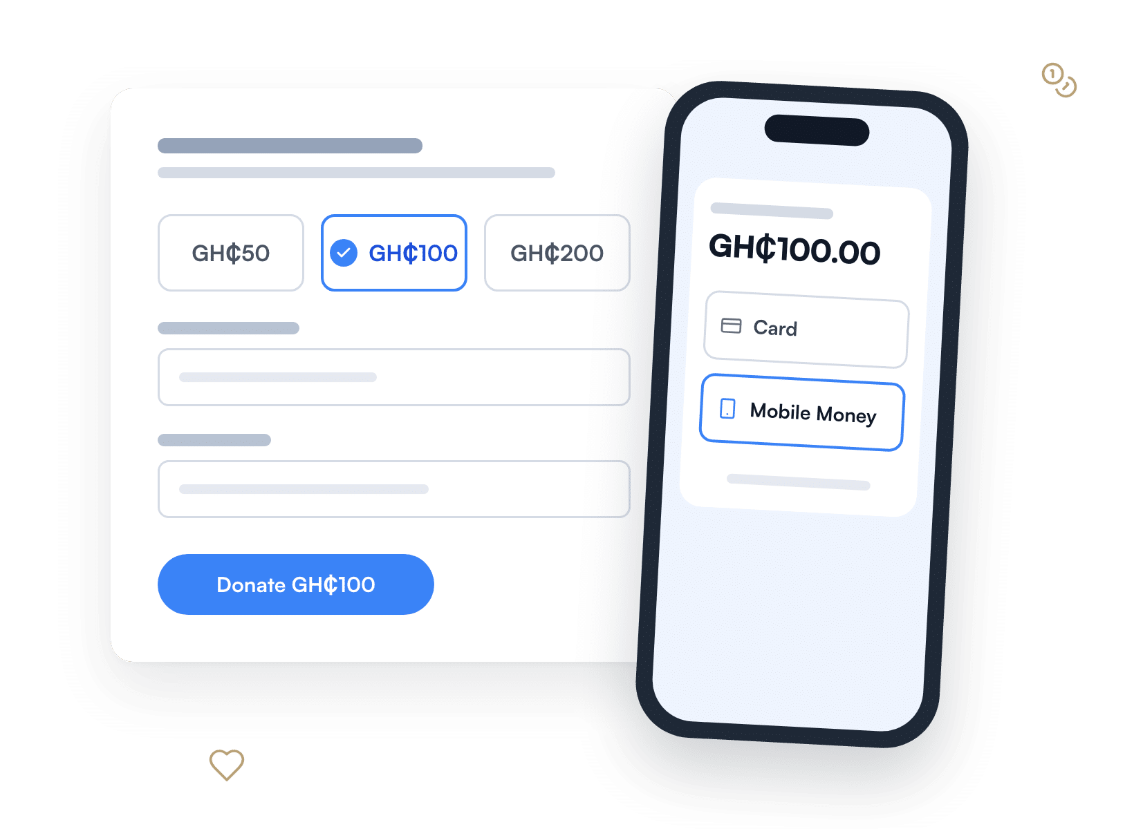 Donation form with Mobile Money payment on a phone