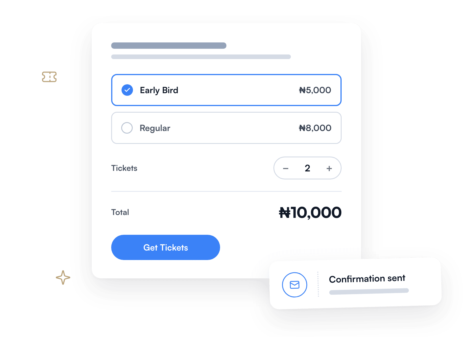 Event ticket form with confirmation email